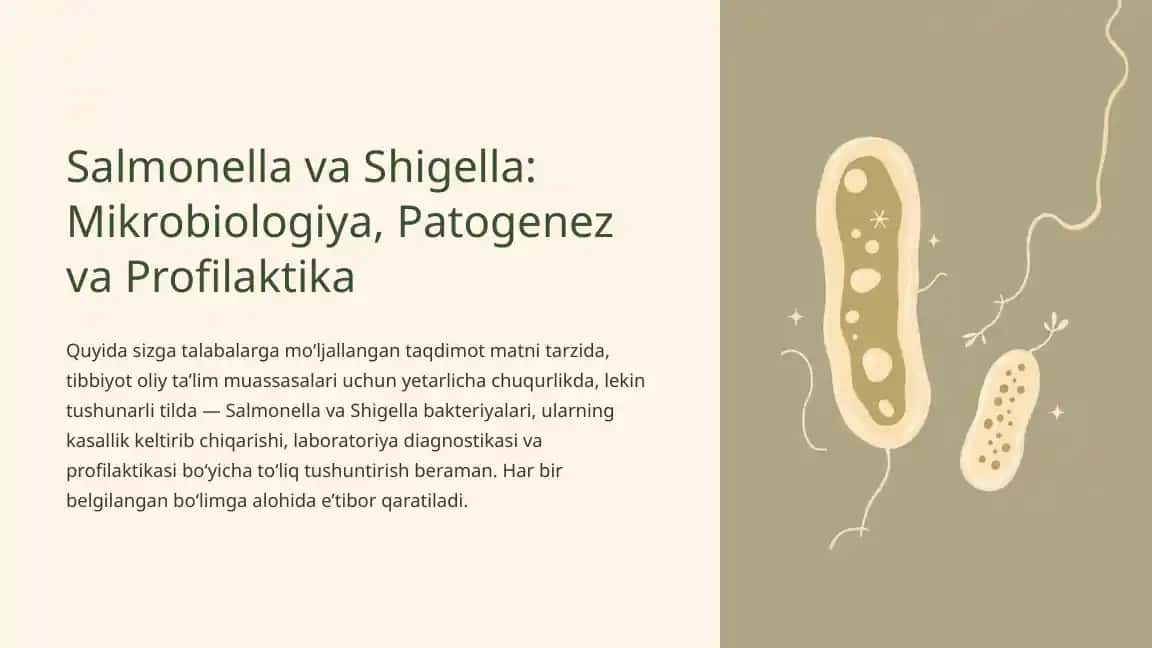 Salmonella va Shigella: Mikrobiologiya, Patogenez va Profilaktika