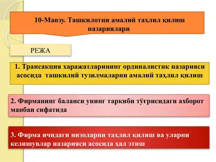 Ташкилотни амалий таҳлил қилиш назариялари
