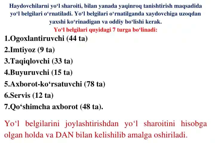 Yo‘l belgilari to‘plami