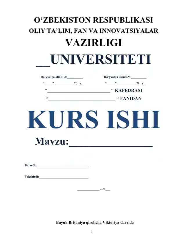 Kurs ishini taqdimoti "Buyuk Britaniya qirolicha Viktoriya davri tarixi"