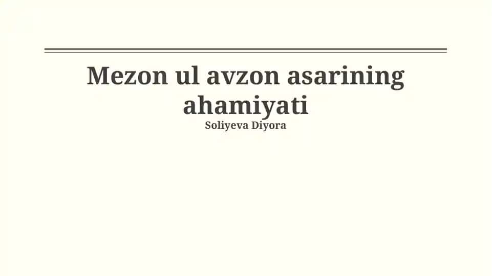 Mezon ul avzon asari