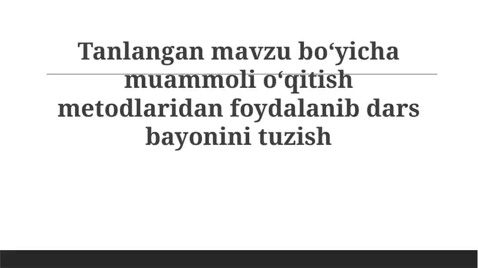 Muammoga asoslangan o'qitish metodlari