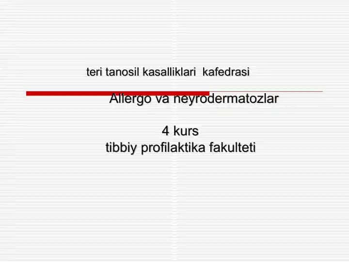 Allergo va neyrodermatozlar