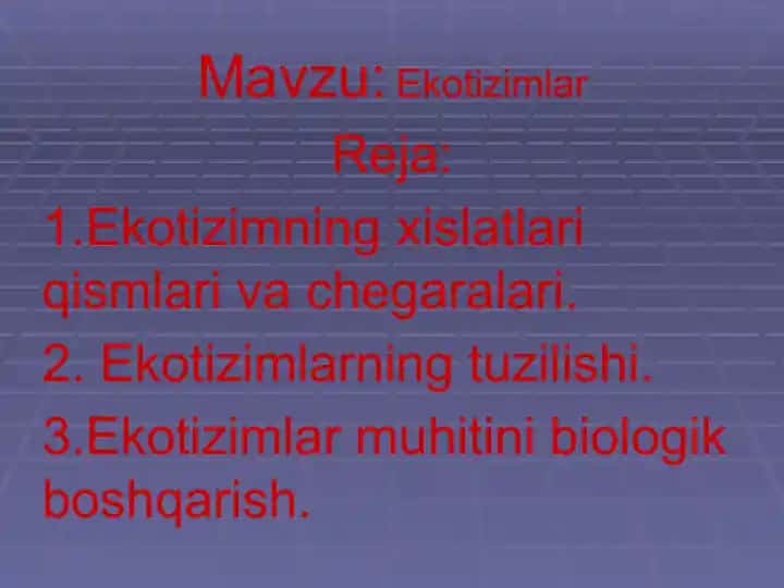 Ekotizimlar