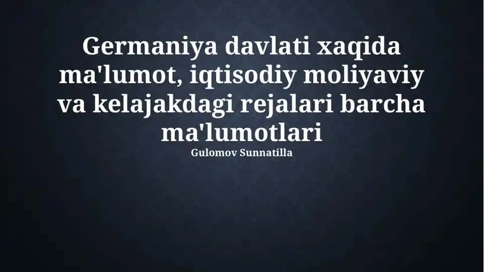 Germaniya davlati haqida ma'lumot