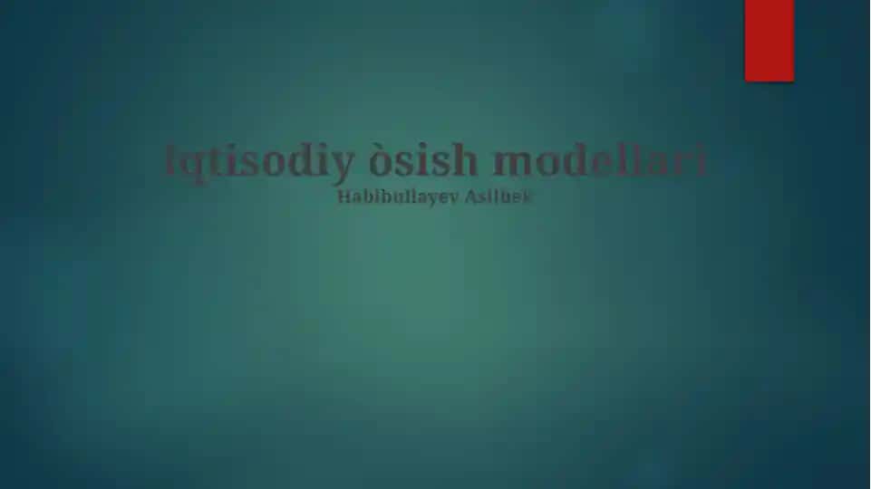 Iqtisodiy òsish modellari