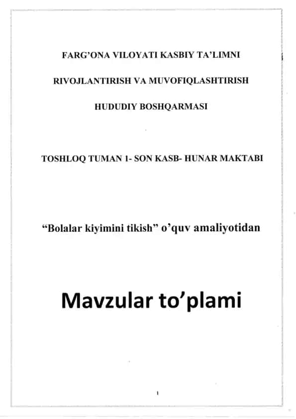 "Bolalar kiyimini tikish"