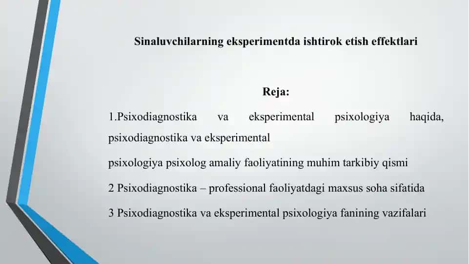 Sinaluvchilarning eksperimentdai shtiroketi sheffektlari