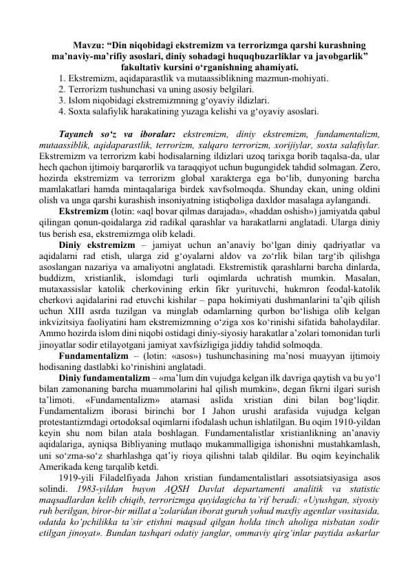 Terorizm va Ekstremizm