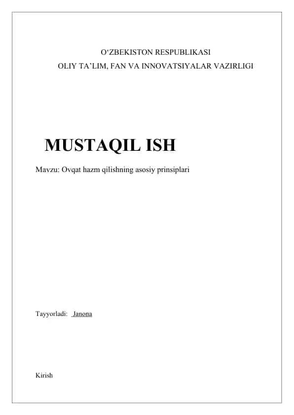 Ovqat hazm qilishning asosiy prinsiplari