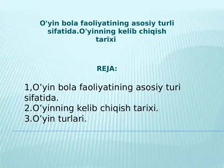 O'yin bolalar faoliyati