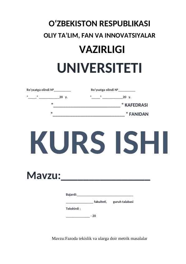 Fazoda tekislik va ularga doir metrik masalalar.docx