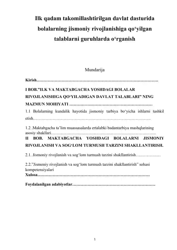 Ilk qadam davlat o‘quv dasturi