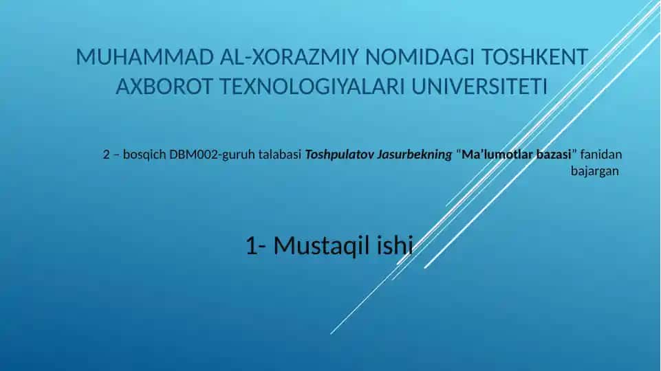 "Ma`lumotlar bazasi"