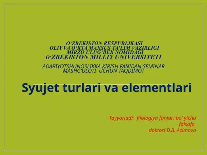 Syujet turlari va elementlari
