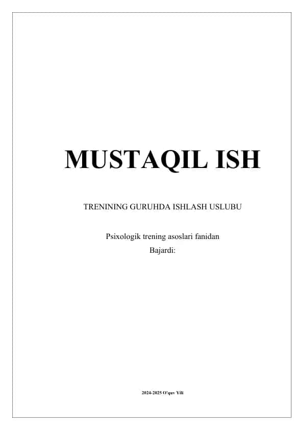 Guruhda ishlash uslubi psixologik treninglar