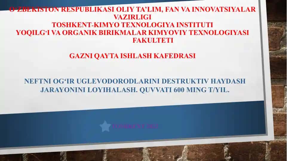 Neft va neft mahsulotlarini termik krekinglash qayta ishlovchi ustuvorlar
