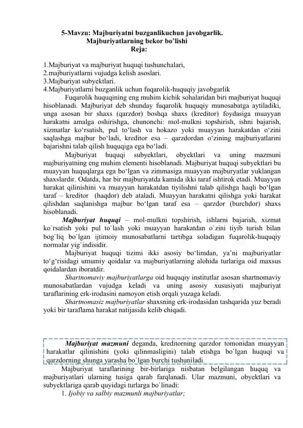 Majburiyatni buzganlikuchun javobgarlik
