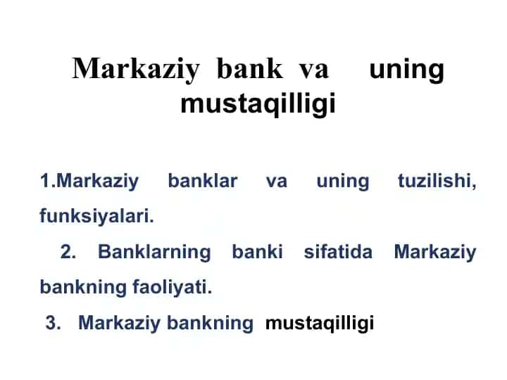 Markaziy bank va uning mustaqilligi