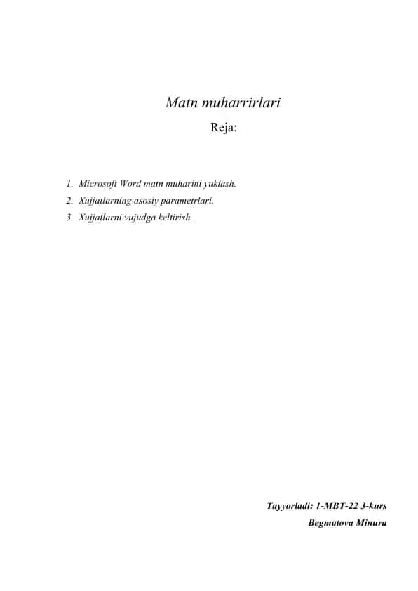 Microsoft Word matn muharini yuklash