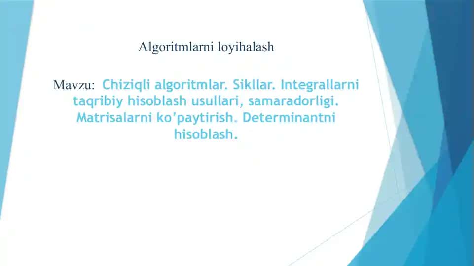 Algoritmlar ni loyihalash