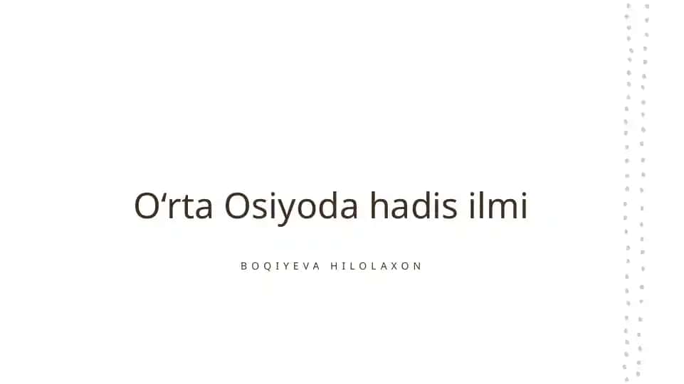 Oʻrta Osiyoda hadis ilmi