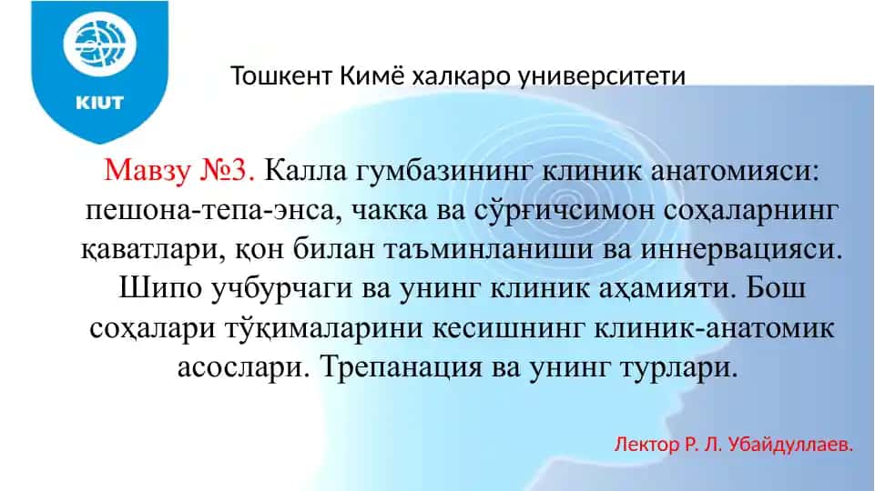 Каллагумбазининг клиника анатомияси