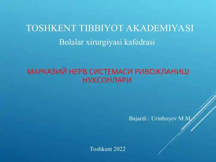 Markaziyni nerv sistema rivoylanish nuqsonlari