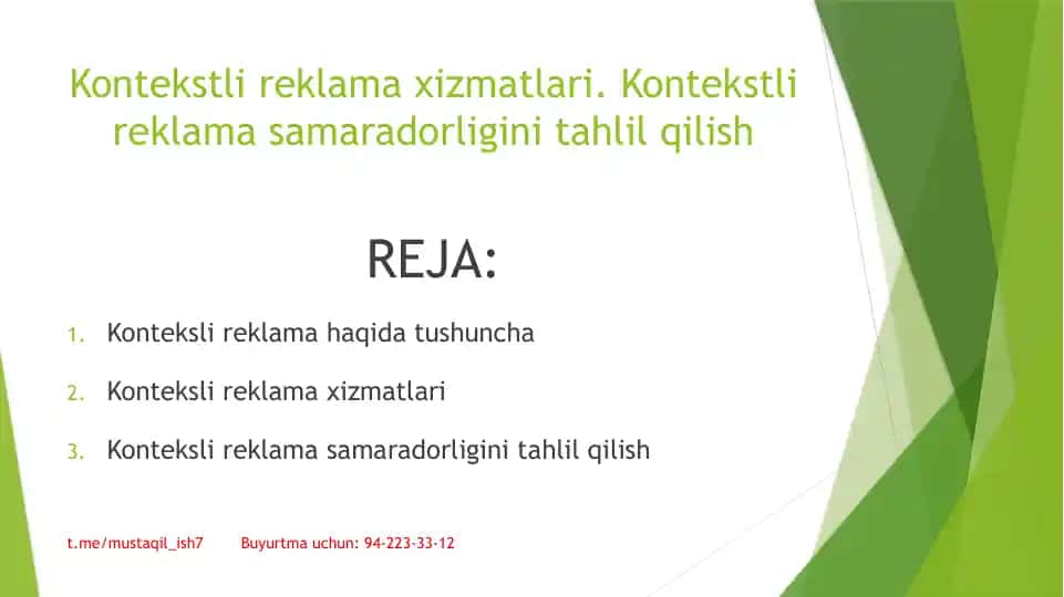 Kontekstli reklama xizmatlari
