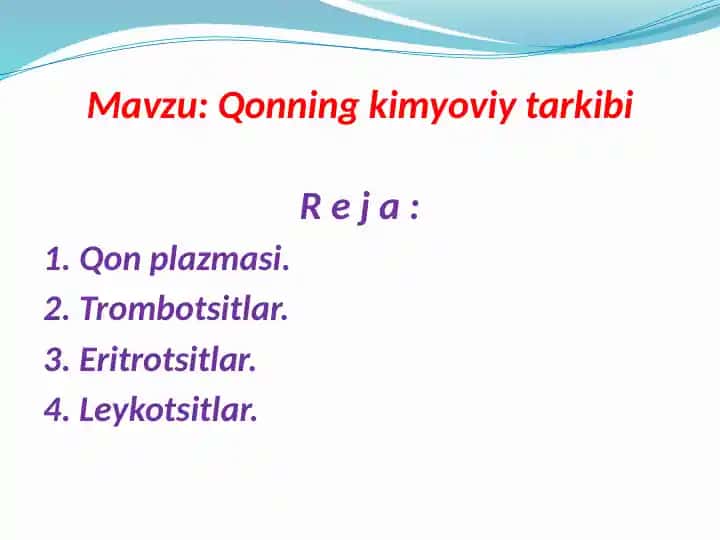 Qonning kimyoviy tarkibi