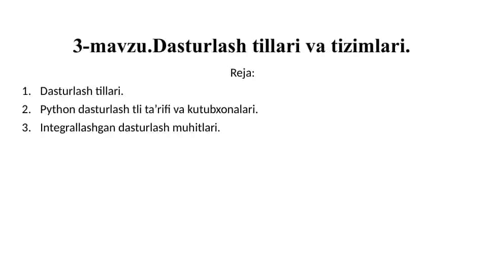 Dasturlash tillari va tizimlari