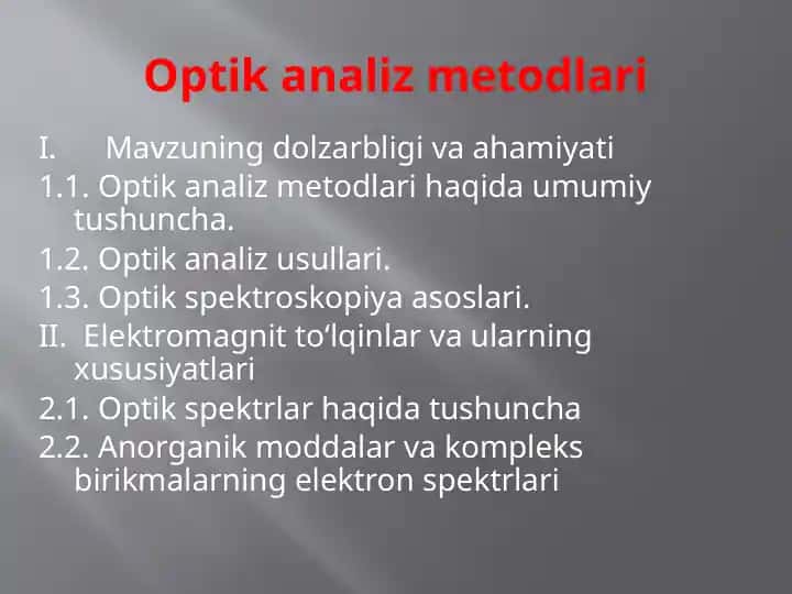Optik analiz metodlari