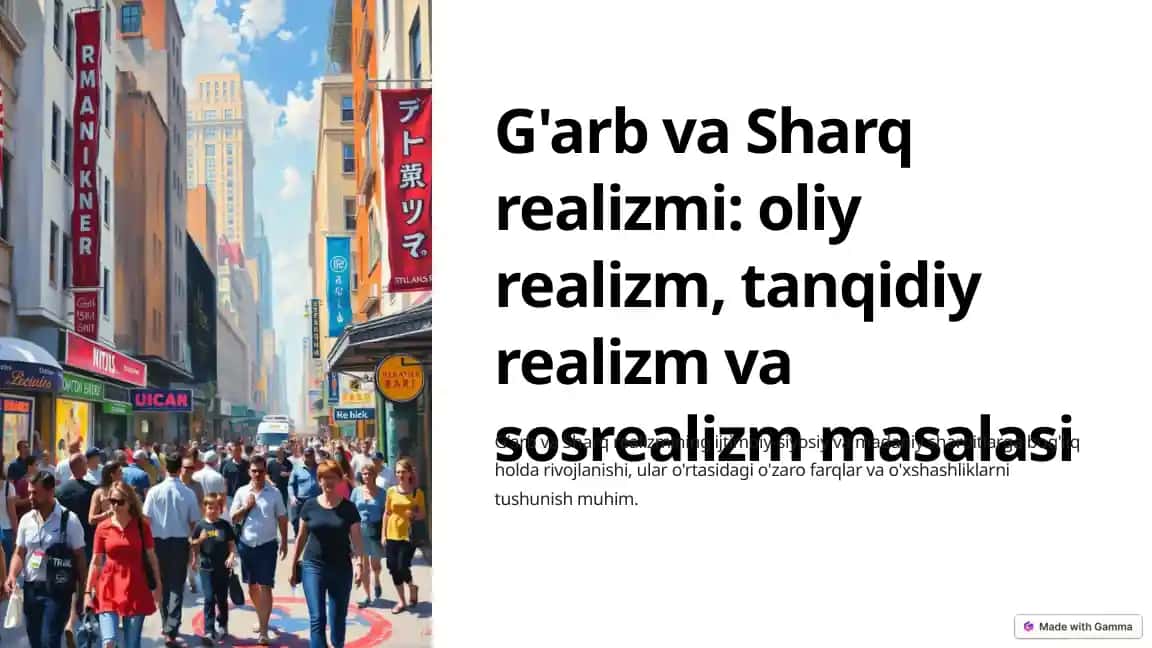 G'arb va Sharq realizmi: oliy realizm, tanqidiy realizm va sosrealizm masalasi