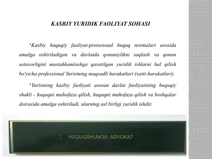Kasbiy-yuridik faoliyat sohasi