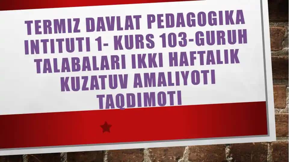 Kuzatuv va Amaliyoti