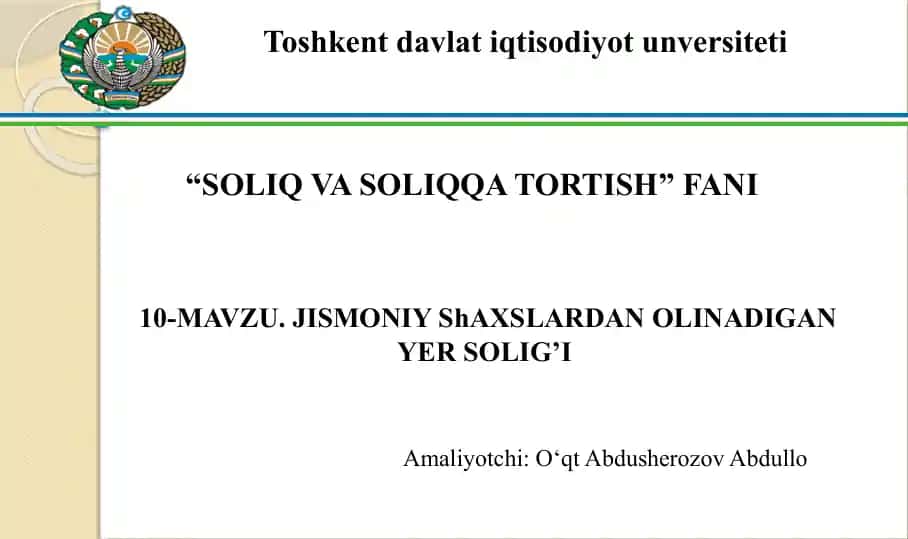 Jismoniy shaxslardan olinadigan yer solig’i