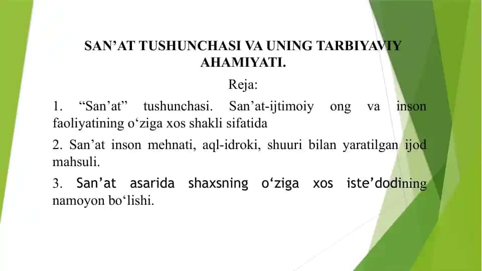 SAN’AT TUSHUNCHASI VA UNING TARBIYAVIY AHAMIYATI