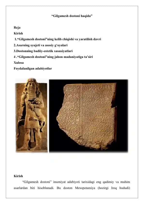 Gilgamesh dostoni