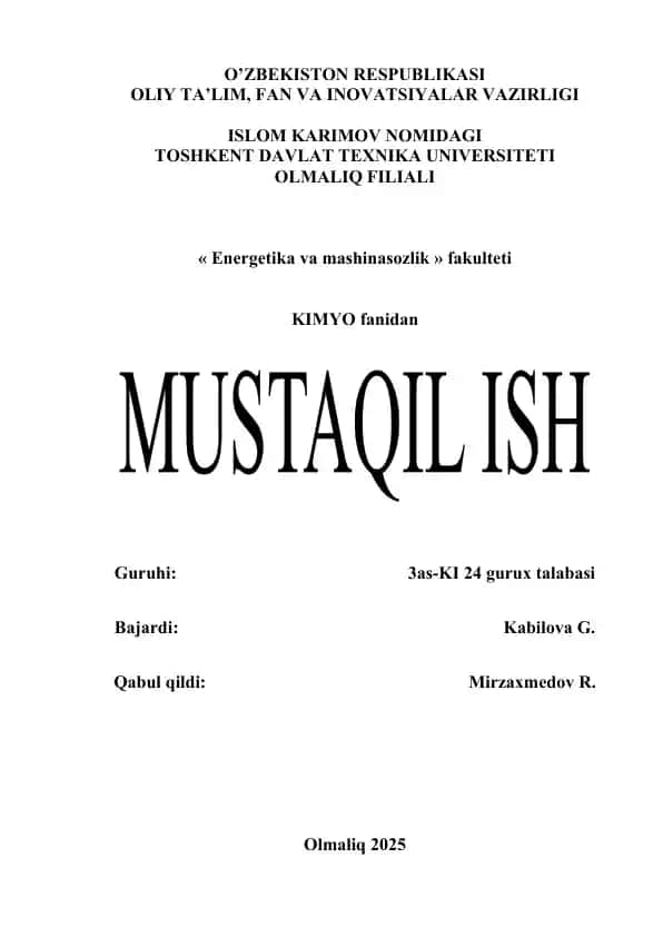 TUZLAR GIDROLIZI VA UNING SANOATDAGI AXAMIYATI
