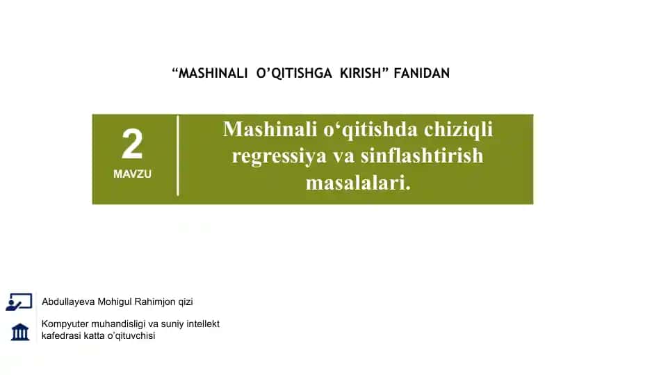 Mashinali O'qitishga Kirish