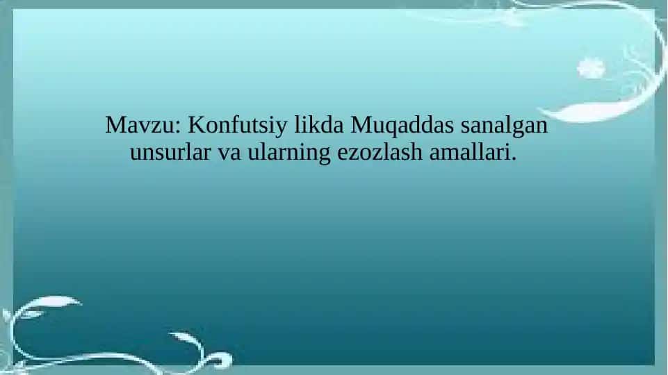 Konfutsiylikda Muqaddas Unsurlar va Ularning Ezozlash Amallari