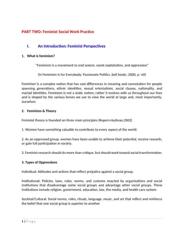 Feminist Social Work Practice