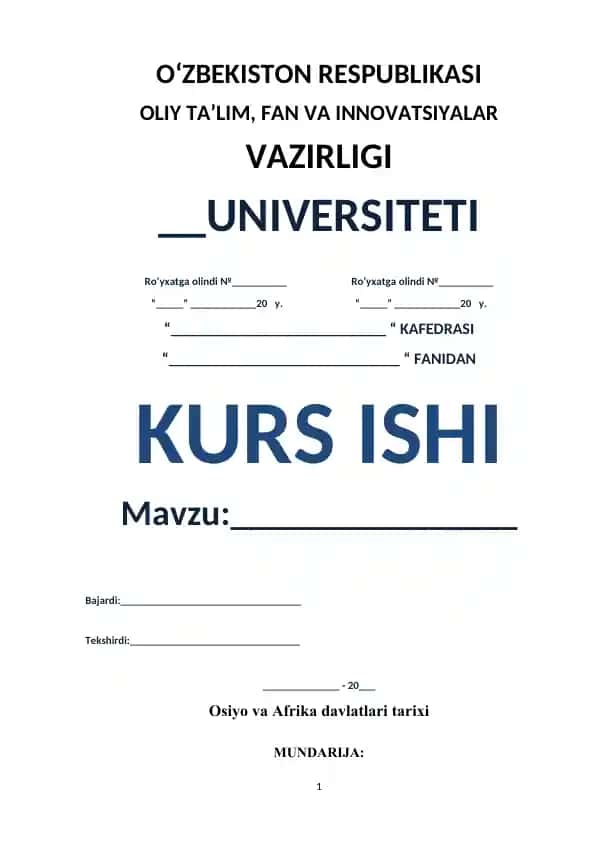 Meydzi inqilobi va islohotlari tarixi bo‘yicha kurs ishi