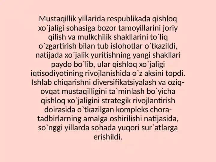 Qishloq xo`jaligi strategiyasi