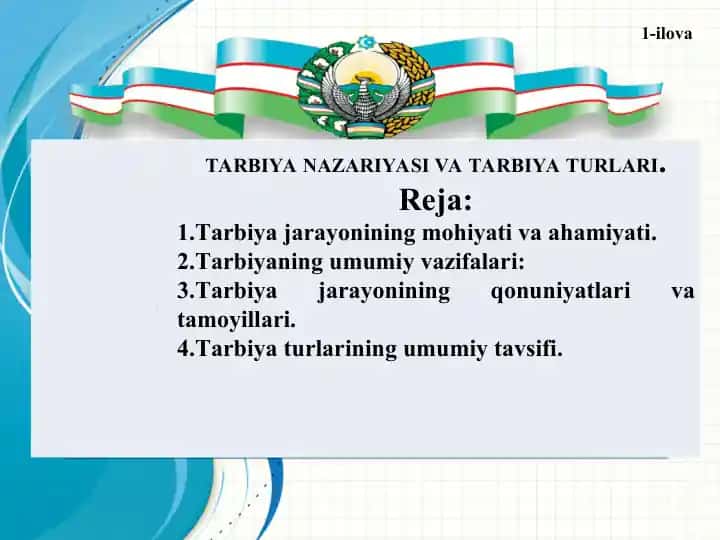 TARBIYA NAZARIYASI VA TARBIYA TURLARI