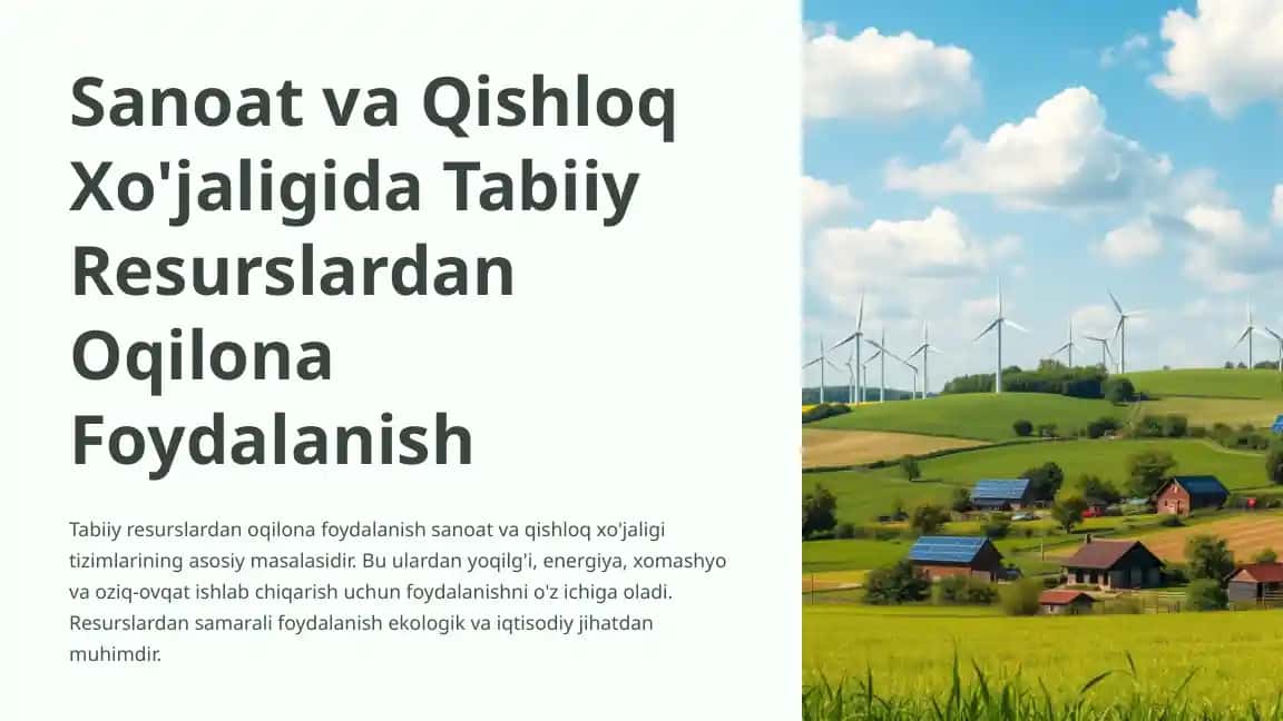 Tabiiy Resurslardan Oqilona Foydalanish