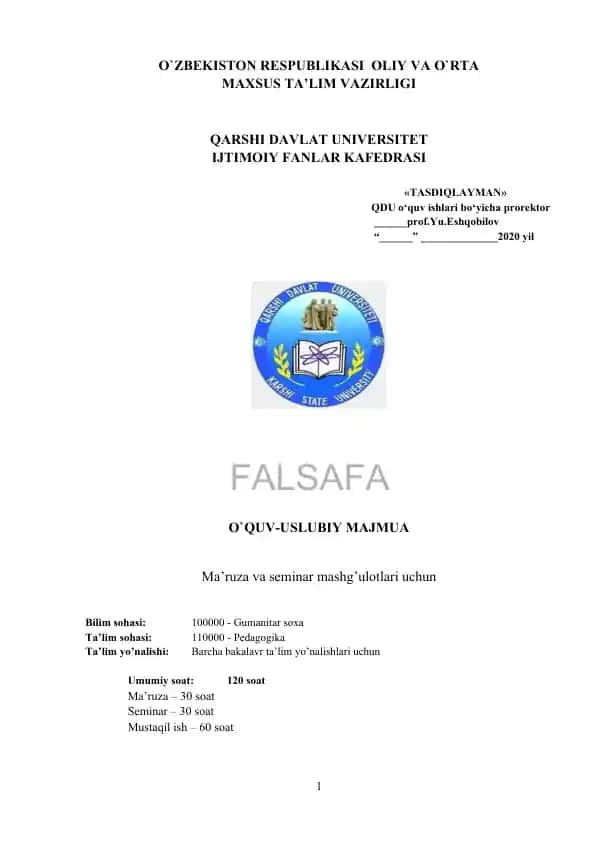O`QUV-USLUBIY MAJMUA