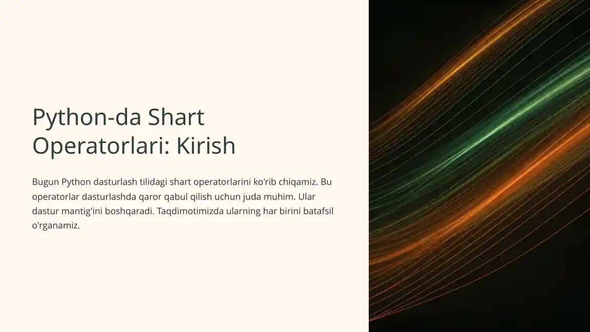 Python-da Shart Operatorlari: Kirish