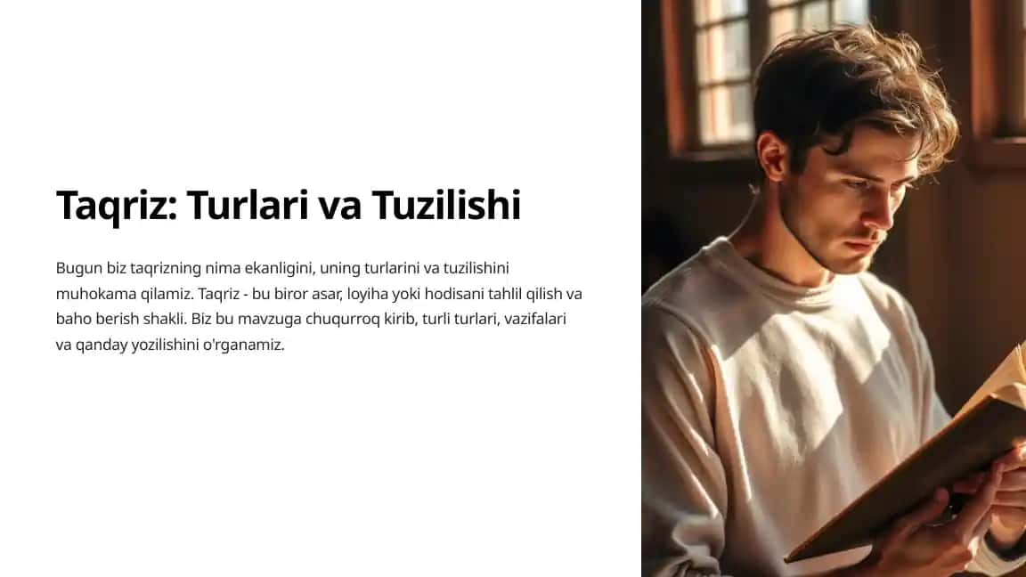 Taqriz: Turlari va Tuzilishi