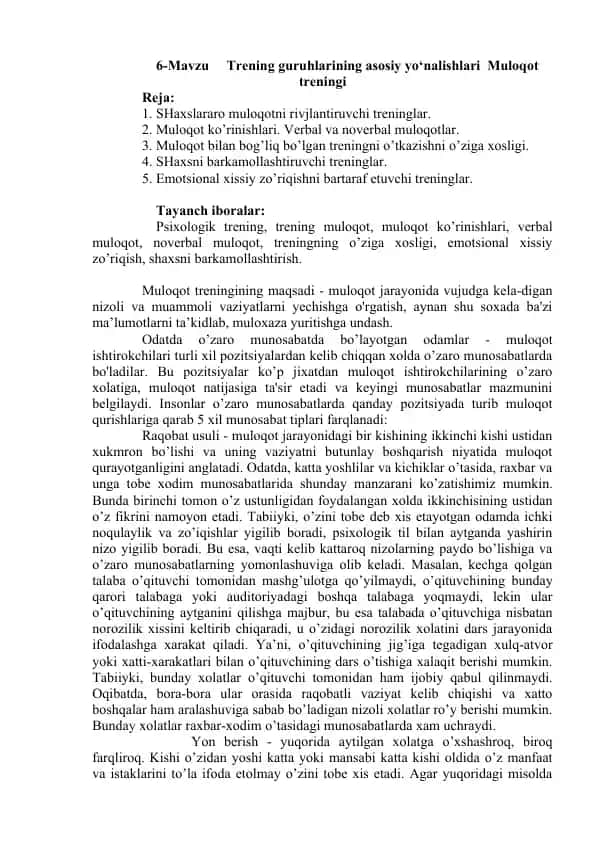 Muloqot treningi